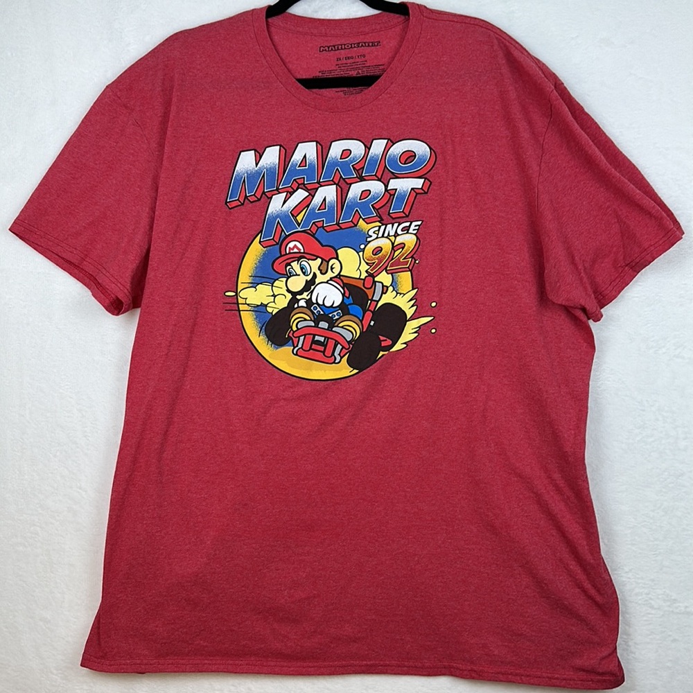 Mario Kart Mens Graphic T-shirt Red Size 2X